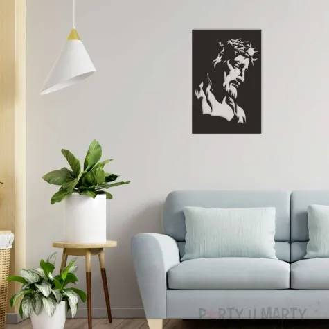 obraz azurowy jezus w cierniowej koronie negatyw czarny 40x60 cm