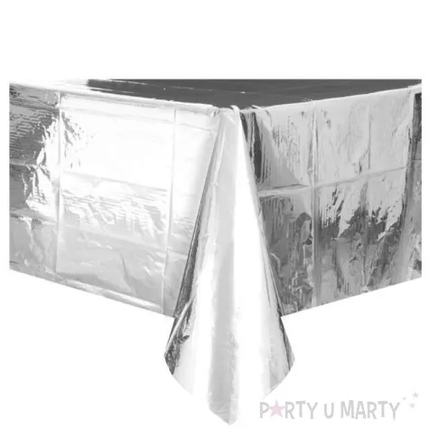 obrus foliowy classic srebrny chrom unique 137x274 cm