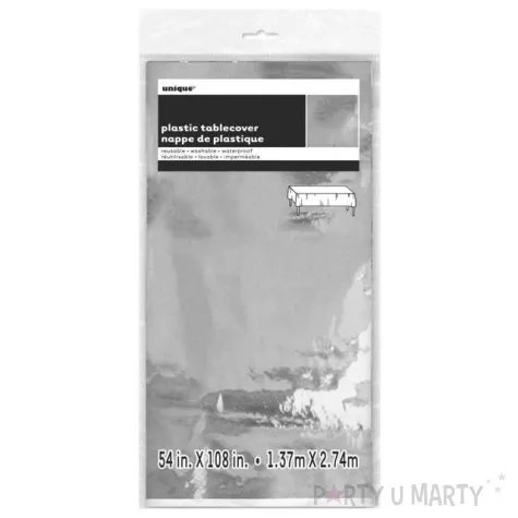 obrus foliowy classic srebrny chrom unique 137x274 cm