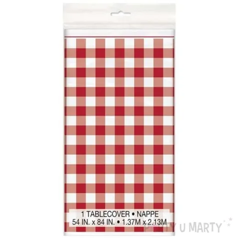 obrus foliowy czerwona kratka unique 213x137 cm