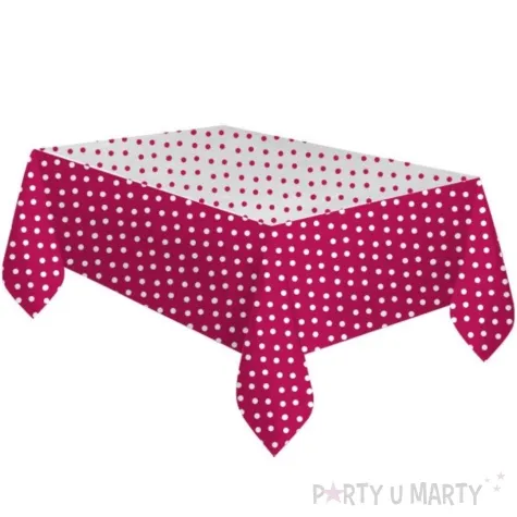 obrus foliowy grochy rozowo bialy godan 181 x 128 cm