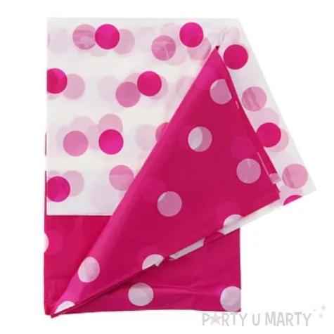 obrus foliowy grochy rozowo bialy godan 181 x 128 cm