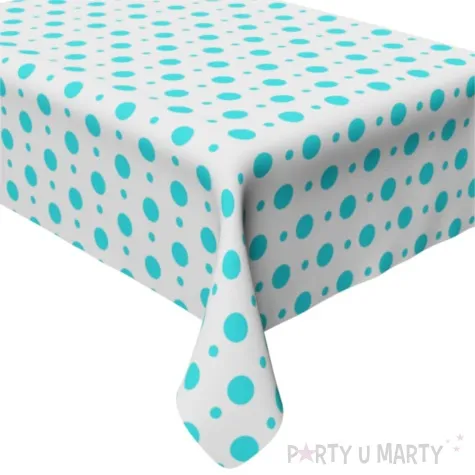 obrus foliowy grochy turkusowy arpex 130 x 100 cm