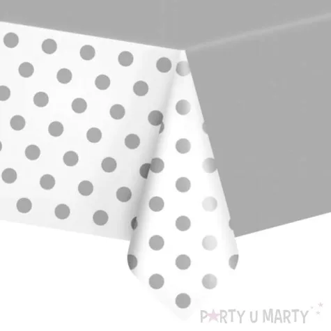 obrus foliowy groszki srebrny partypal 137 x 274 cm