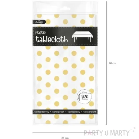 obrus foliowy groszki zloty partypal 137 x 274 cm