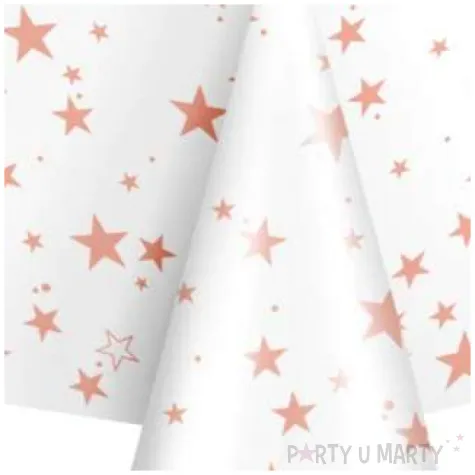 obrus foliowy gwiazdki bialo rozowy partypal 137 x 274 cm