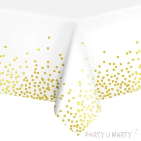 obrus foliowy konfetti bialy partypal 137 x 274 cm
