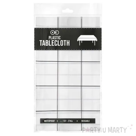 obrus foliowy kratka czarno biala partypal 137x274 cm