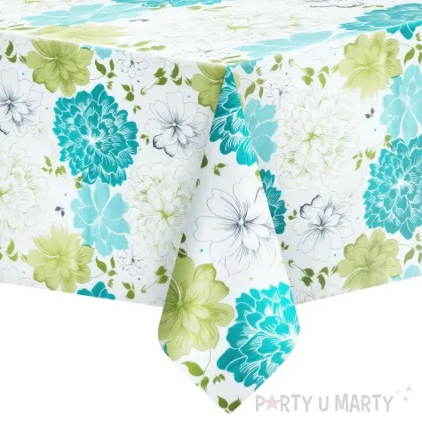 obrus foliowy kwiaty zielony partypal 137x274 cm