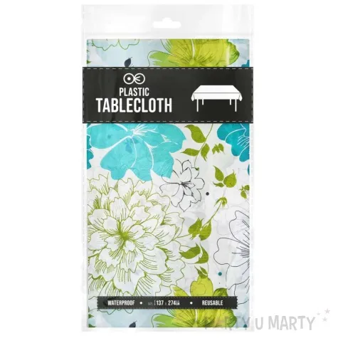 obrus foliowy kwiaty zielony partypal 137x274 cm