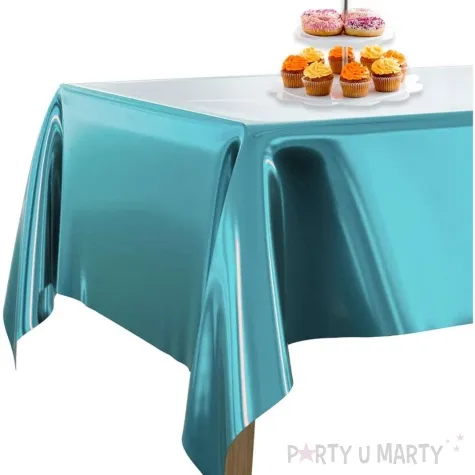 obrus foliowy metaliczny blekitny congee 137x183 cm