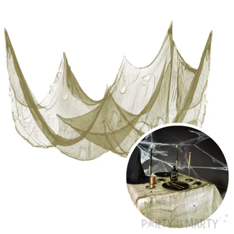 obrus halloweenowa pajeczyna oliwkowy partypal 210 x 300 cm