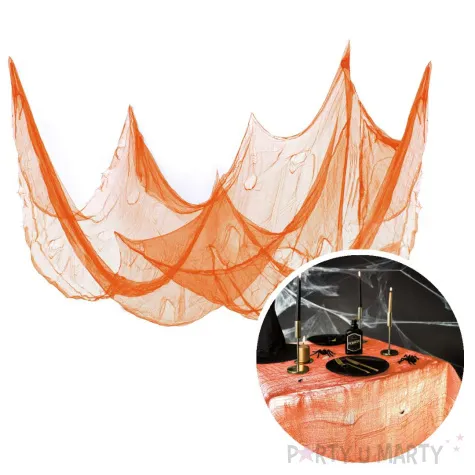 obrus halloweenowa pajeczyna pomaranczowy partypal 76 x 300 cm