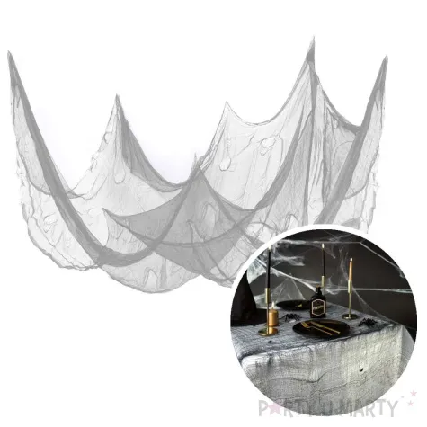 obrus halloweenowa pajeczyna szary partypal 76 x 300 cm