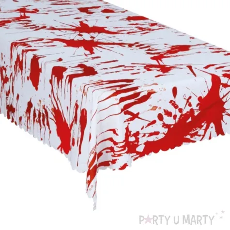 obrus krwawe slady halloween bialy czerwony guirca 177 x 134 cm
