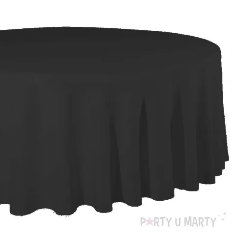 obrus materia owy okr g y czarny matowy partydeco 230 cm