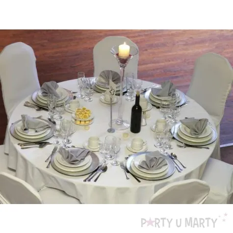 obrus materialowy okragly plamoodporny bialy matowy partydeco 280 x 280 cm