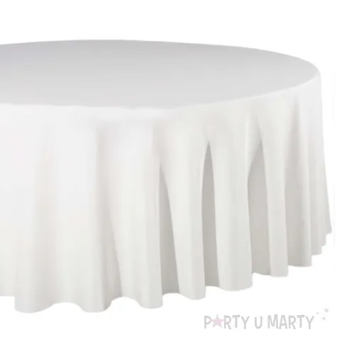 obrus materialowy okragly plamoodporny bialy matowy partydeco 280 x 280 cm