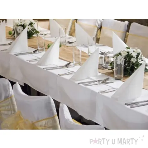 obrus materialowy plamoodporny bialy matowy partydeco 300 x 180 cm