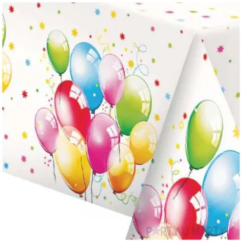 obrus papierowy balony i grochy mix maki 180 x 120 cm