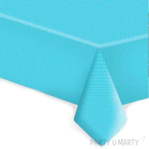 obrus papierowy biale kropki blekitny maki 180x120 cm