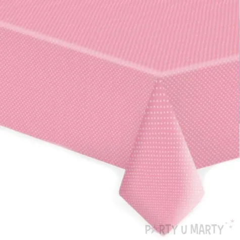obrus papierowy biale kropki rozowy jasny maki 180x120 cm