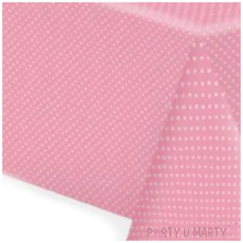 obrus papierowy biale kropki rozowy jasny maki 180x120 cm