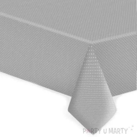 obrus papierowy biale kropki szary maki 180x120 cm