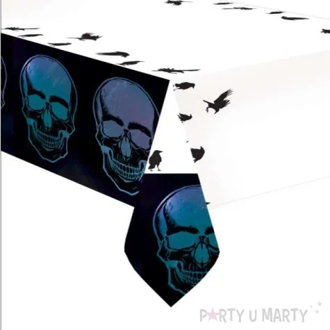 obrus papierowy czaszki i kruki bialy amscan 120 x 180 cm