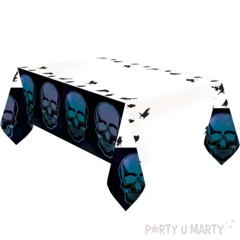 obrus papierowy czaszki i kruki bialy amscan 120 x 180 cm