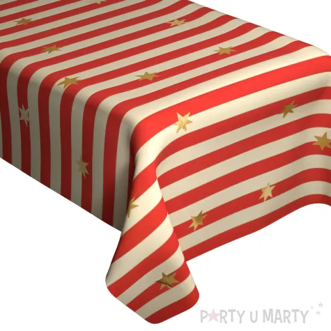 obrus papierowy jednorazowy cyrk pasy i gwiazdy dekoracja stolu na urodziny 180 x 120 cm