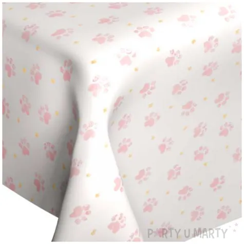 obrus papierowy kocie lapki rozowy jasny partydeco 120 x 180 cm