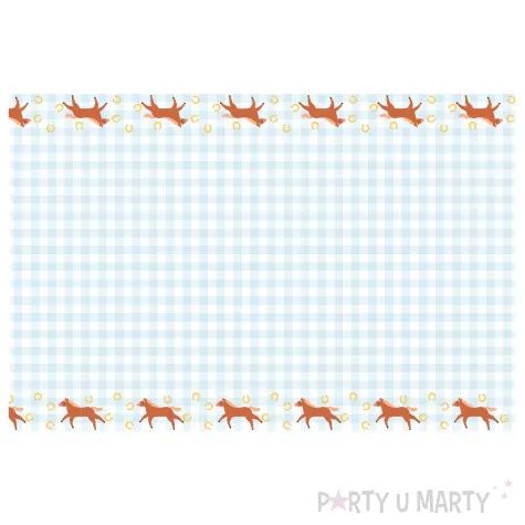 obrus papierowy konie i podkowy w krate partydeco 120 x 180 cm