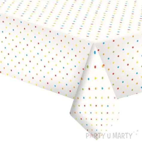 obrus papierowy kropki kolorowe maki 180 x 120 cm