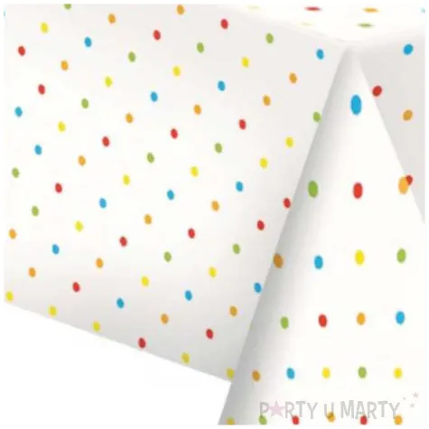 obrus papierowy kropki kolorowe maki 180 x 120 cm