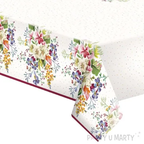 obrus papierowy kwiaty i kropki mix maki 180 x 120 cm