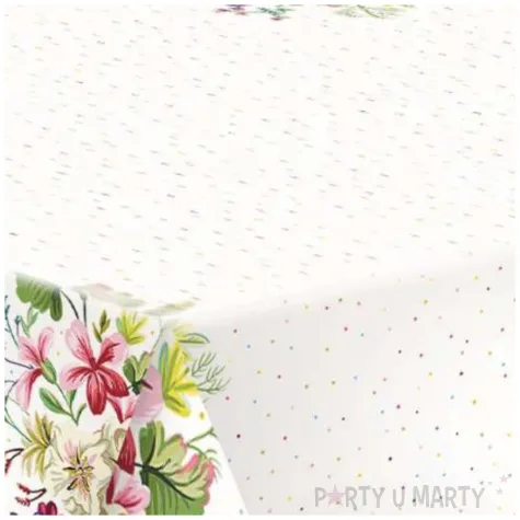 obrus papierowy kwiaty i kropki mix maki 180 x 120 cm