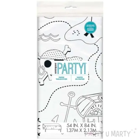 obrus papierowy piracki swiat bialo czarny unique 213 x 137 cm