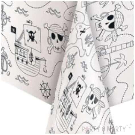 obrus papierowy piracki swiat bialo czarny unique 213 x 137 cm