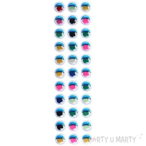 oczka kolorowe z rzesami titanum 10 mm 33 szt