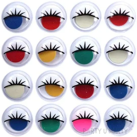oczka kolorowe z rzesami titanum 15 mm 16 szt