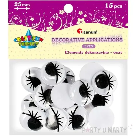 oczka ruchome z rzesami titanum 25 mm 15 szt