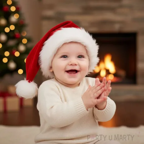 odatek do stroju na mikolajki boze narodzenie czapka mikolaja dla dzieci welurowa 26x35 cm