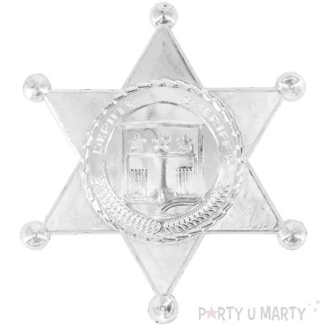 odznaka gwiazda szeryfa srebrny partypal 8 cm