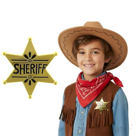 odznaka szeryfa dodatek do stroju kowboja zlota 3 cm