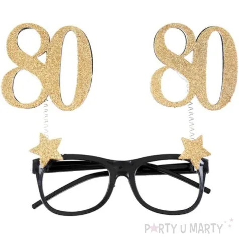 okulary party 80 urodziny czarno zlote santex