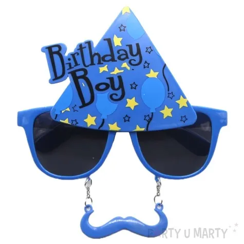 okulary party birtday boy z wasem niebieski tamipol