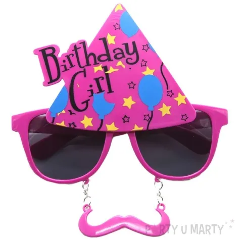okulary party birtday girl z wasem rozowy tamipol