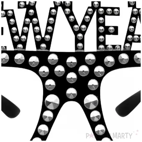 okulary party happy new year z krysztalkami czarny godan