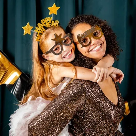 okulary party happy new year zlote glamour folat 6 szt